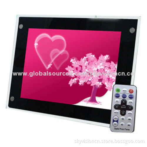 14-inch LCD Digital photo frame with temper glass, table stand and wall-mount